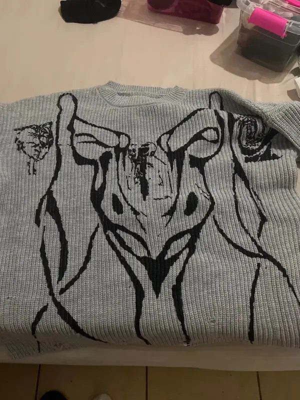 Japanese Brand Y2k style pullover sweater with holes in Harajuku style Size US L / EU 52-54 / 3 - 7 Thumbnail
