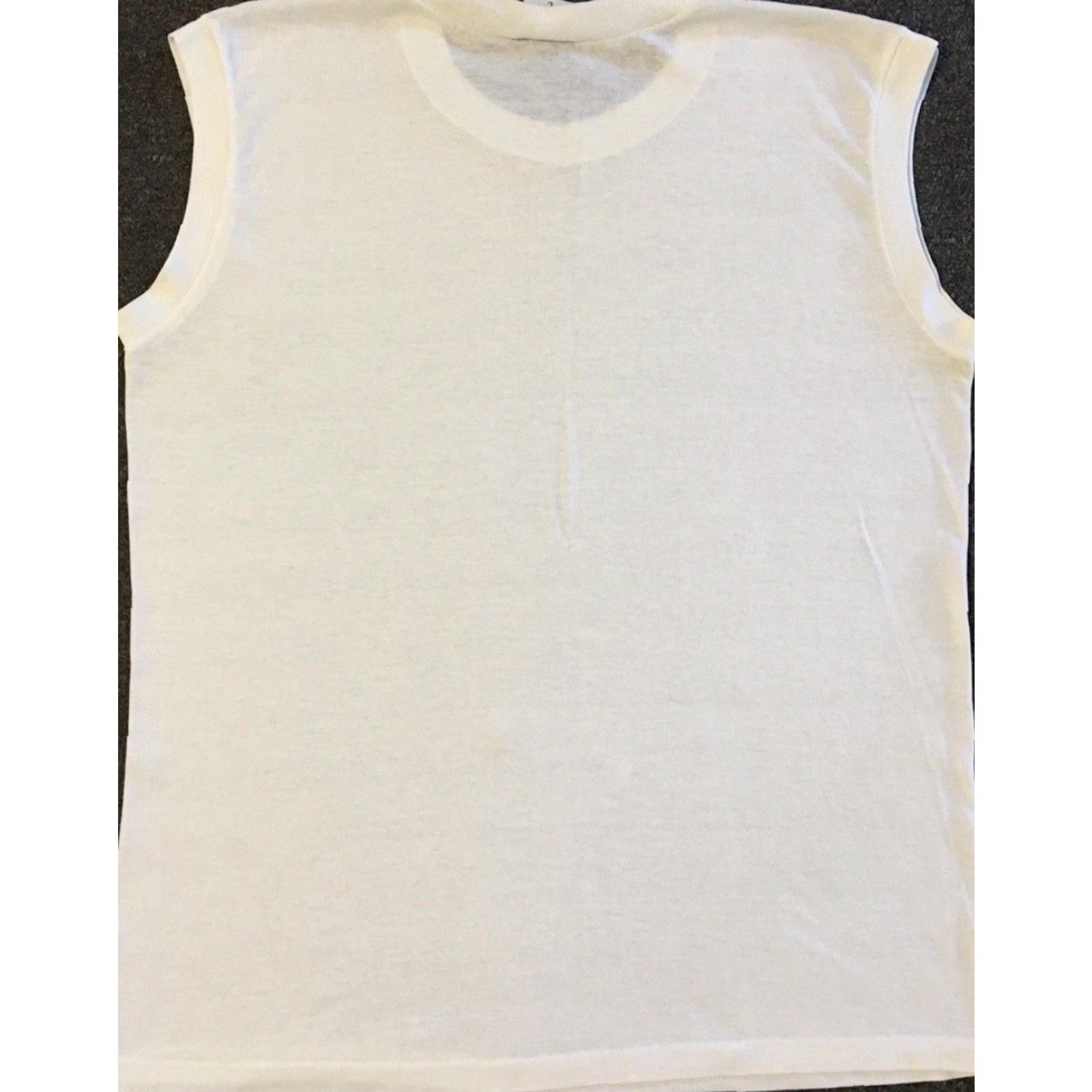 Vintage VINTAGE 80s Faded Distress Sleeveless Shirt S USA White Single Stitch Men Small Distressed Trucker Grunge Punk Skate Surf Rock BBQ Size US S / EU 44-46 / 1 - 2 Thumbnail