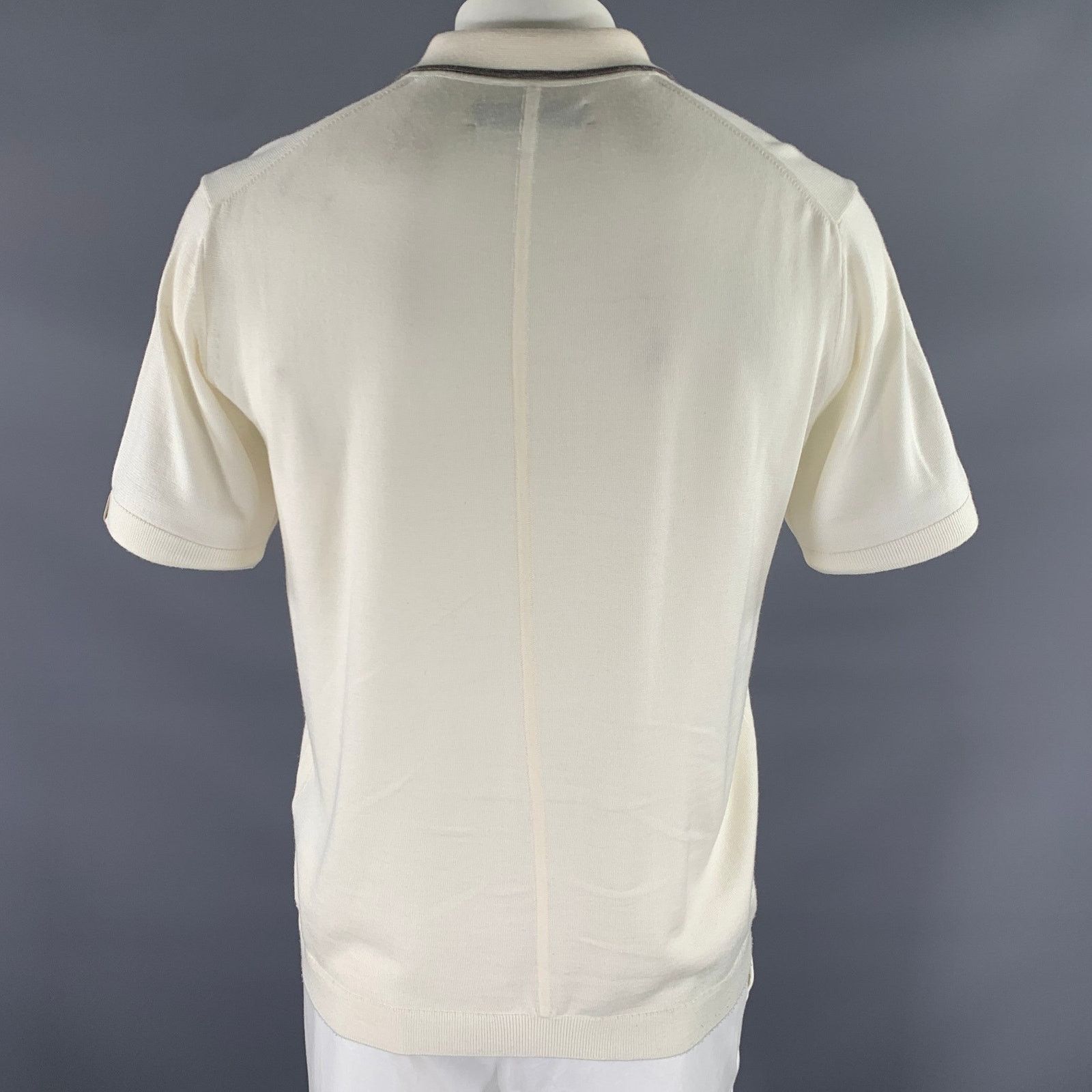 Rag & Bone RAG & BONE L Cream Grey Knitted Wool Cashmere Button Polo Size US L / EU 52-54 / 3 - 3 Thumbnail