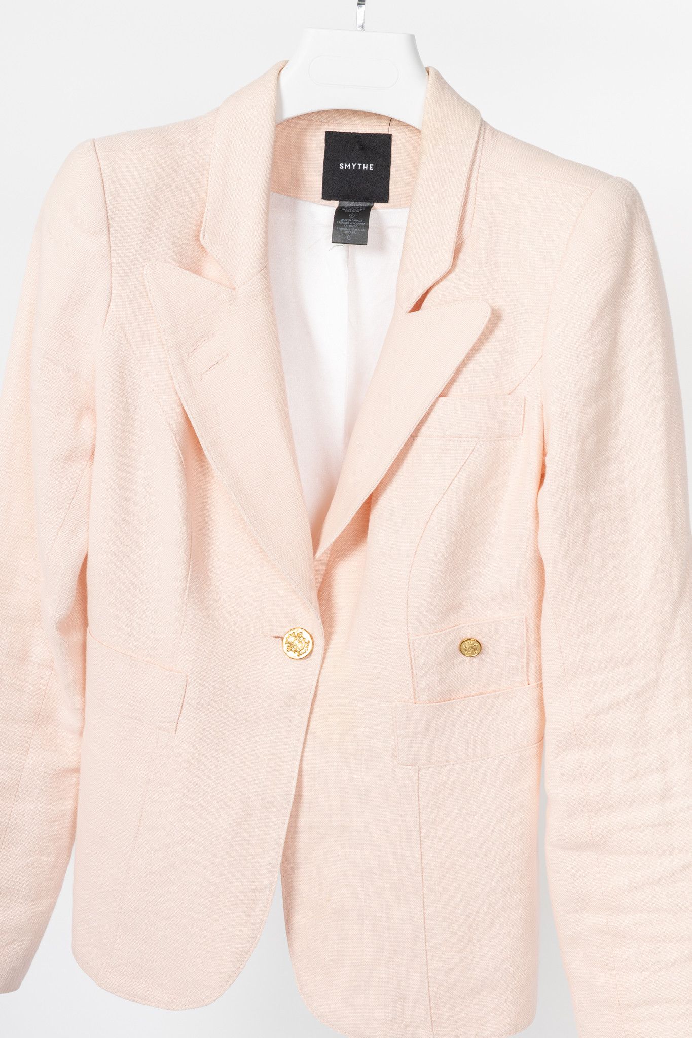SMYTHE Smythe Classic Duchess Linen Single-Breasted Blazer Size M / US 6-8 / IT 42-44 - 3 Thumbnail