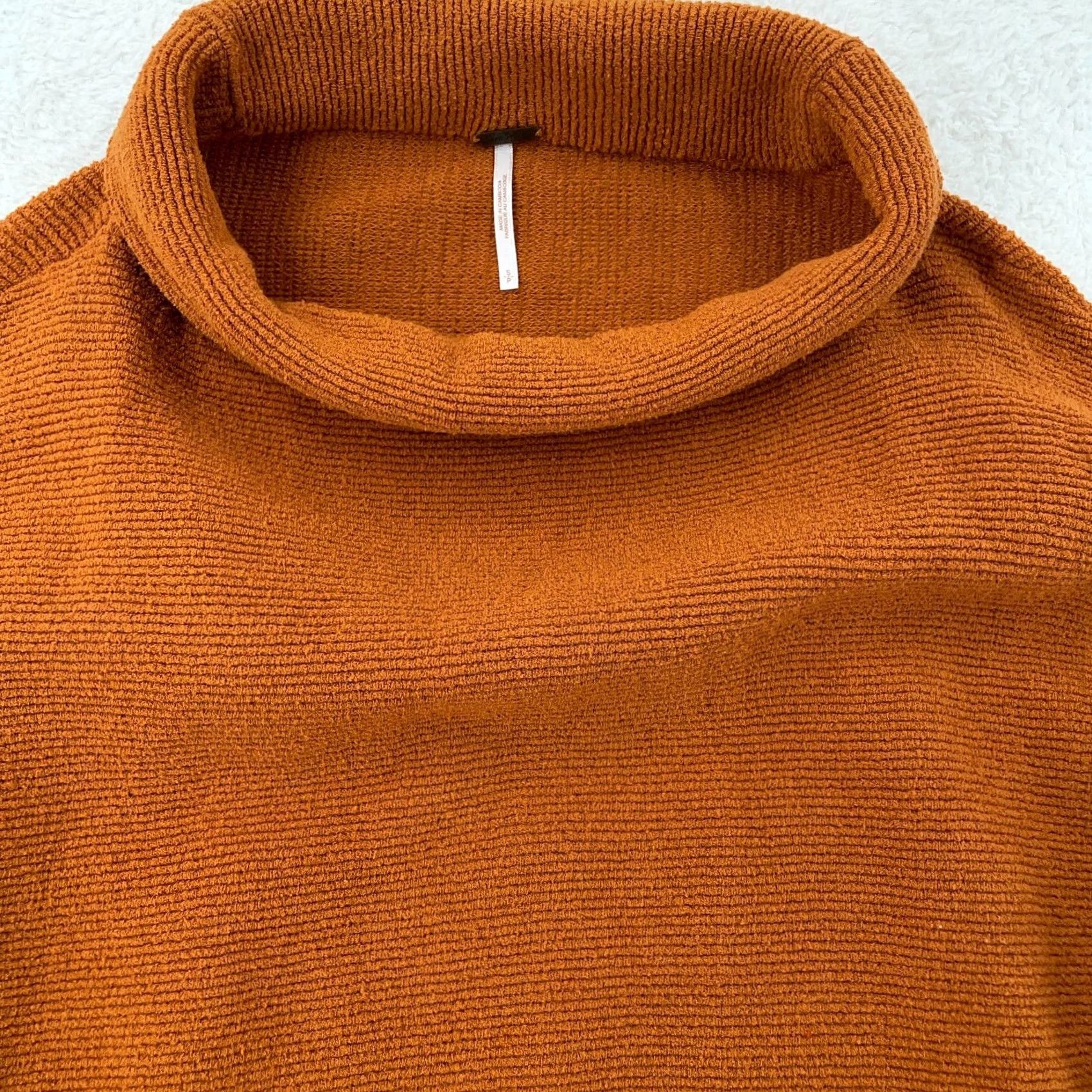 Free People VINTAGE Free People Tunic Sweater Womens Small Rust Orange Ottoman Slouchy Ribbed Knit Size S / US 4 / IT 40 - 2 Thumbnail