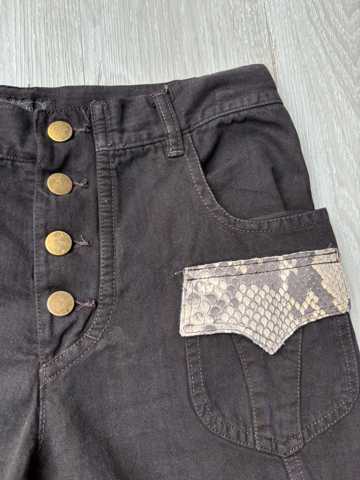 Japanese Brand MARQUISTONE real phyton lace-up flare jeans Size US 28 / EU 44 - 2 Thumbnail