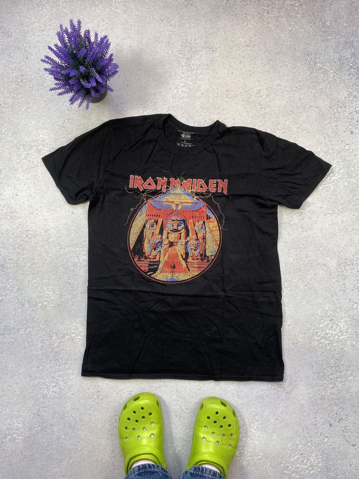 Band Tees Iron Maiden Men’s Black T-shirt With Big Centre Logo Size US L / EU 52-54 / 3 - 2 Thumbnail