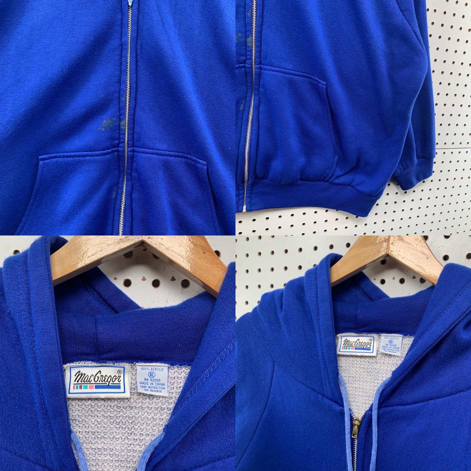 McGregor VINTAGE MacGregor Hoodie Mens 2XL Full Zip Zip Hooded Thermal Fleece Royal Blue 90s Size US XXL / EU 58 / 5 - 8 Thumbnail