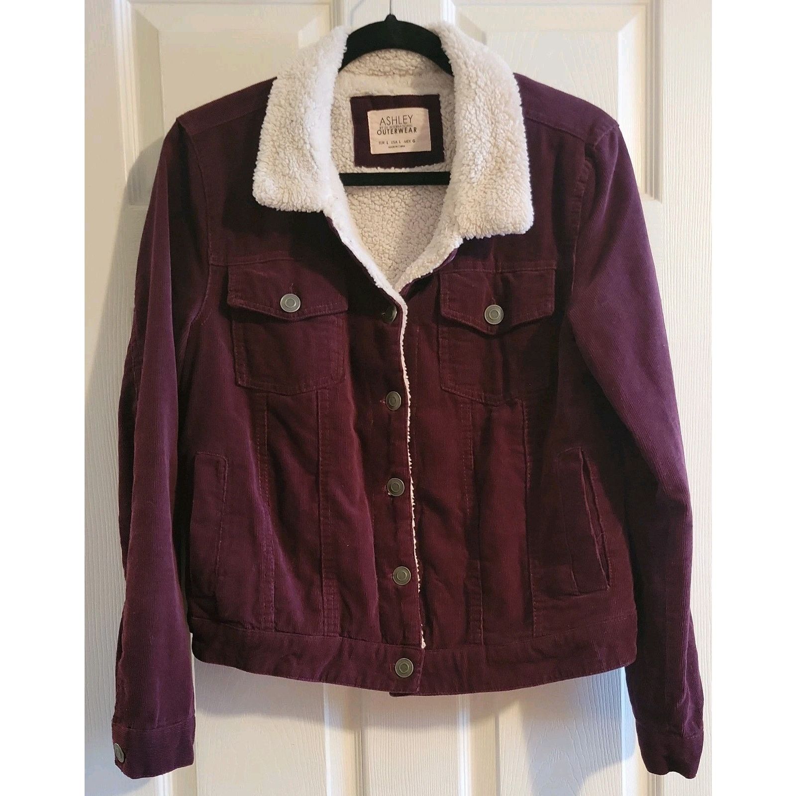 The Unbranded Brand ASHLEY Trucker Coat 26 International Size L Purple Corduroy Size L / US 10 / IT 46 - 1 Thumbnail