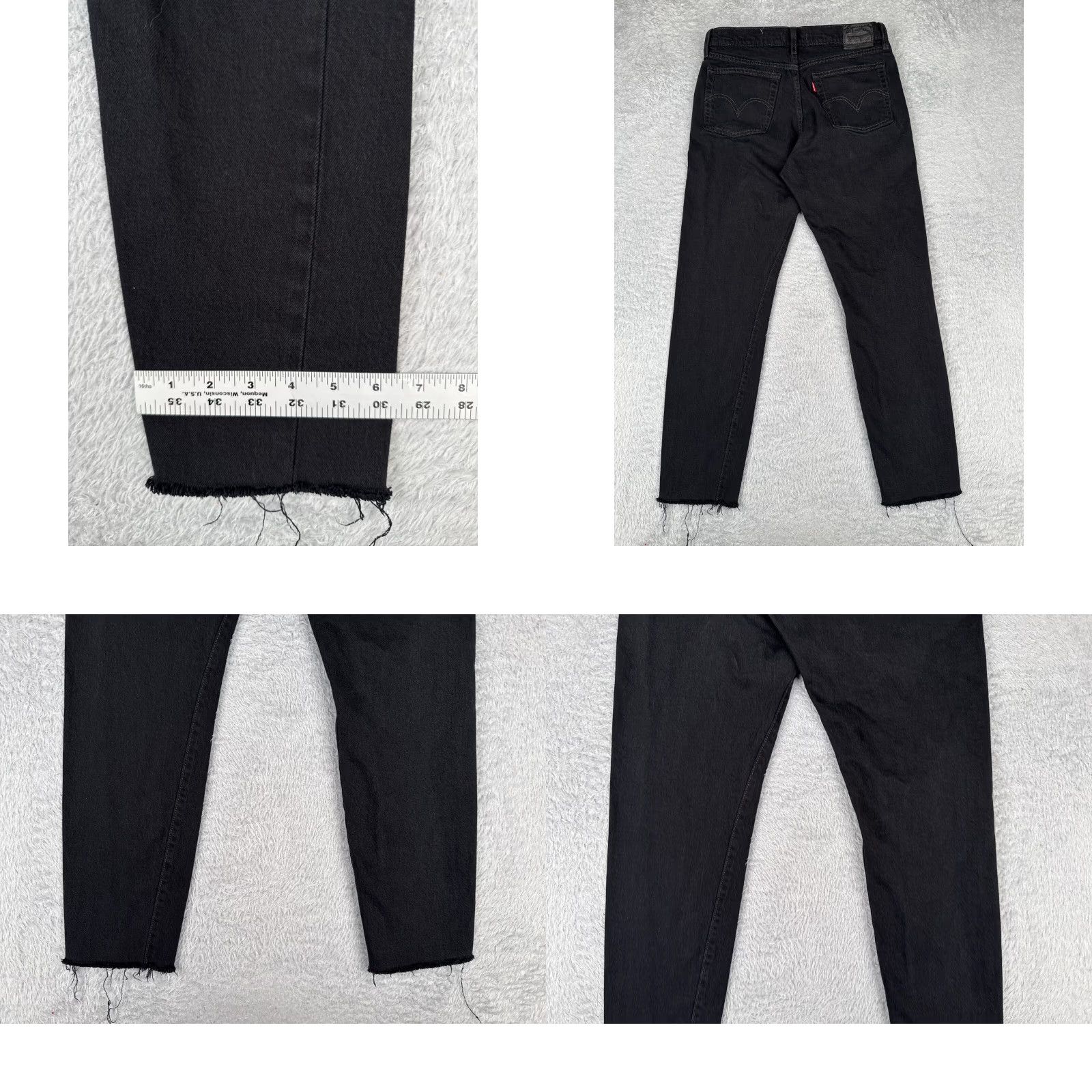 Levi's Levis Wedgie Fit Jeans Womens 28 Black Denim Cotton 5-Pocket Regular Rise Mid Distressed Stretch Skinny Vintage: No 27 Inseam 28x27 Denim Pants Size 28" / US 6 / IT 42 - 10 Thumbnail