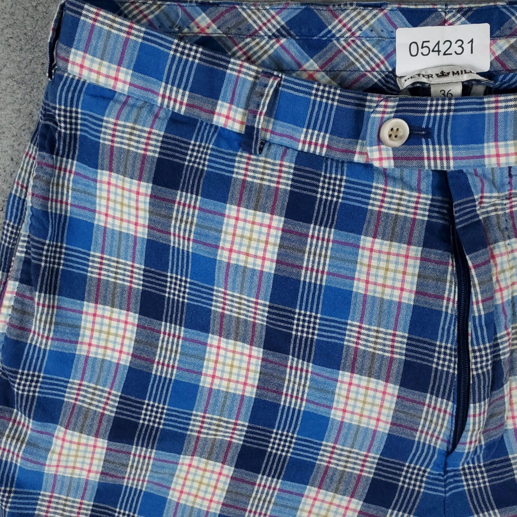 Peter Millar Peter Millar Chino Shorts Mens Size 36 Blue Plaid Cotton Flat Front Casual Size US 36 / EU 52 - 2 Thumbnail
