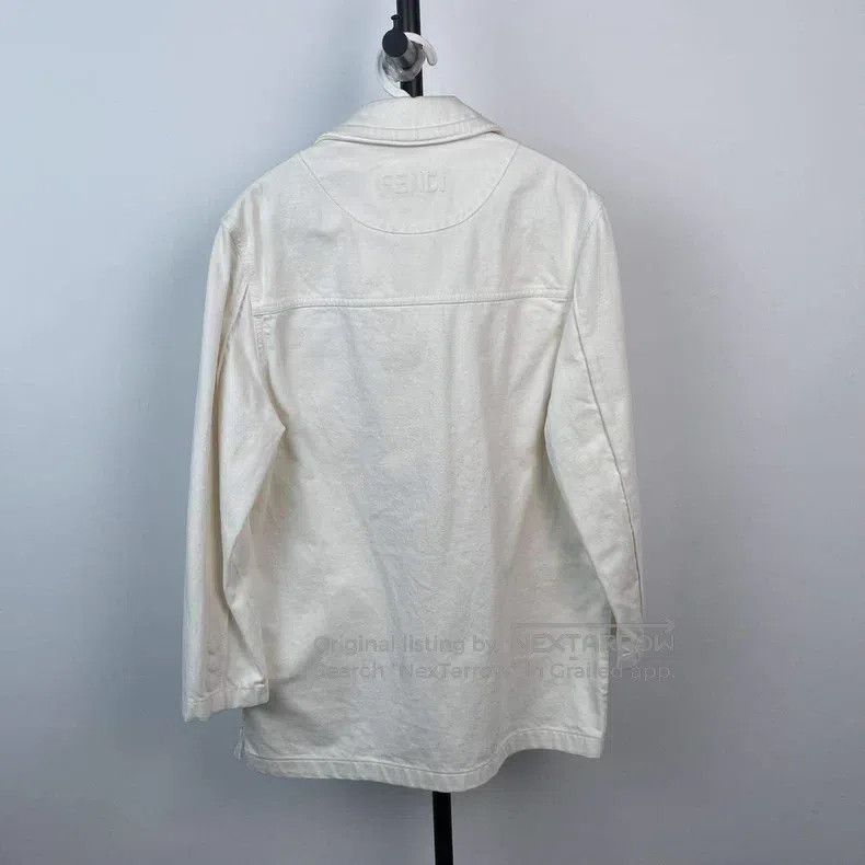 Fendi Fendi White Pocket Embossed Cotton Collar Single-breasted Size XS / US 0-2 / IT 36-38 - 2 Thumbnail