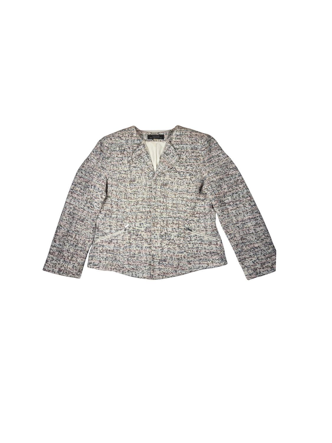Elie Tahari Tahari Blazer Textured Neutral Jacket Business Casual Office Size L / US 10 / IT 46 - 2 Thumbnail