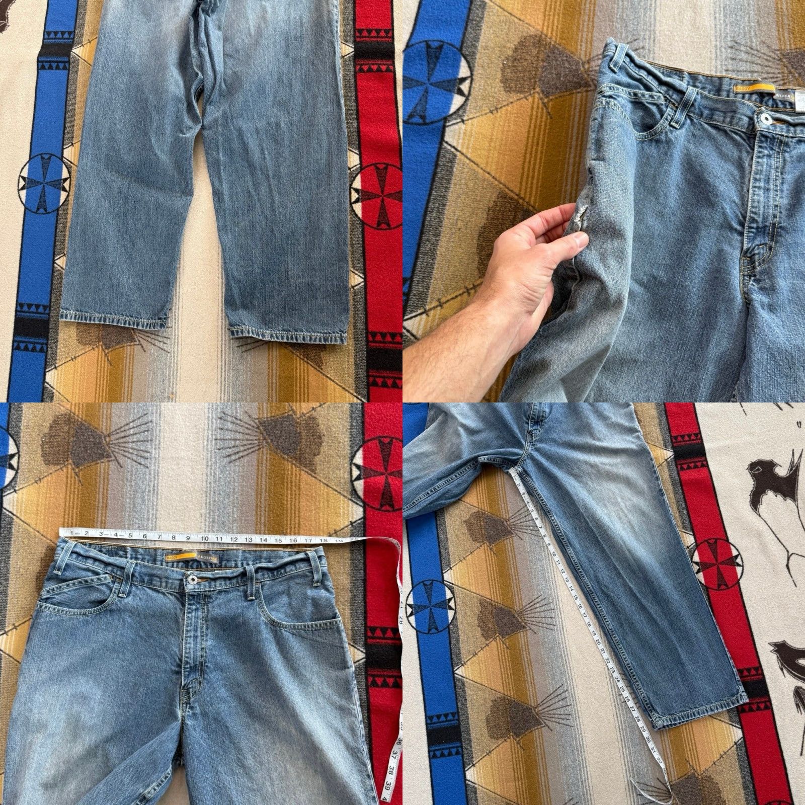 Levi's VINTAGE Levi’s Silvertab Baggy Denim Jeans 36x30 Wide-Leg Blue Men N/A Mens Grunge Skater Y2K Size US 36 / EU 52 - 8 Thumbnail