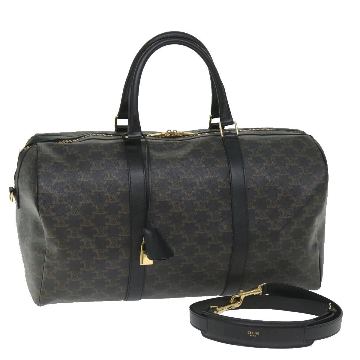 Celine CELINE Triomphe Canvas Boston Bag Pvc Leather Black Size ONE SIZE - 1 Thumbnail