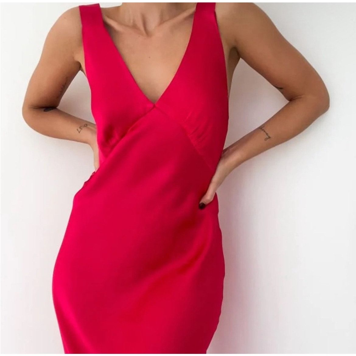 Other Rumored Sunset Strip Maxi Slip Dress LARGE Red Film Noir NWT Size L / US 10 / IT 46 - 3 Thumbnail