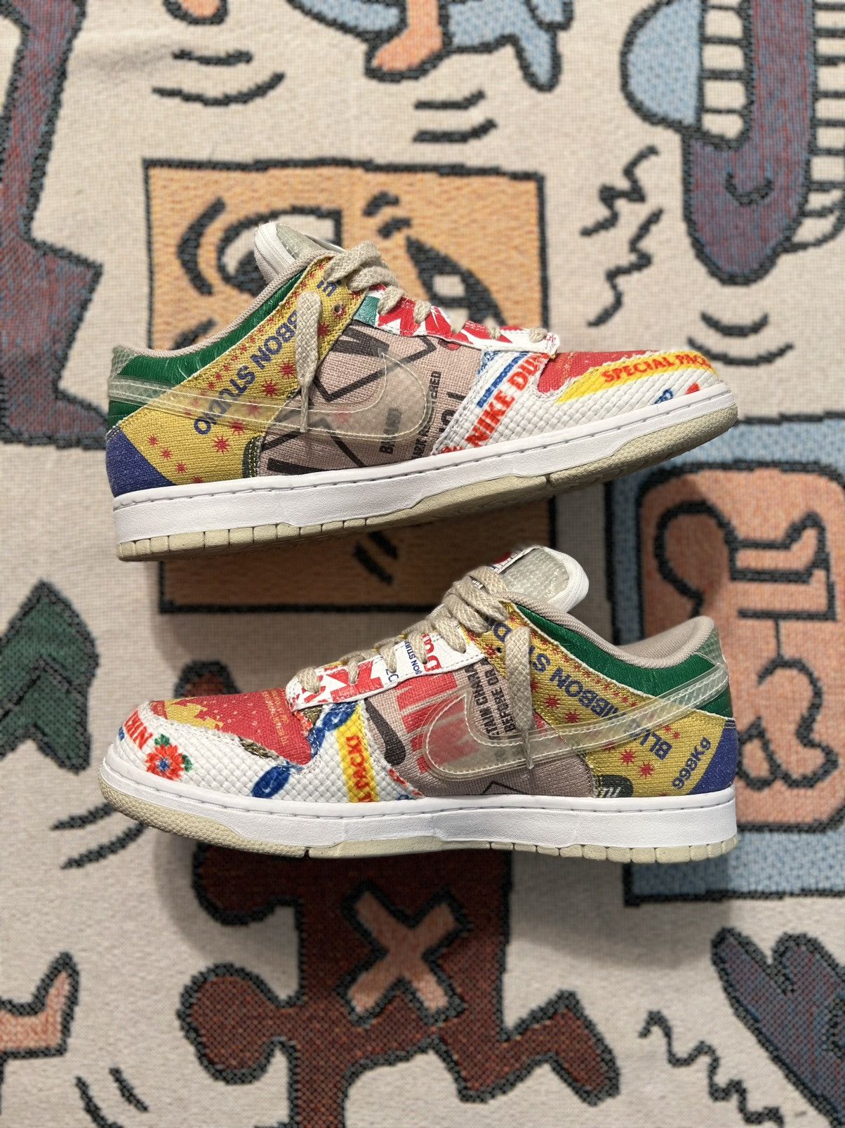 Designer × Nike × Vintage Dunk Low Patchwork Recycled material City Market Sz 11 Size US 11 / EU 44 - 3 Thumbnail