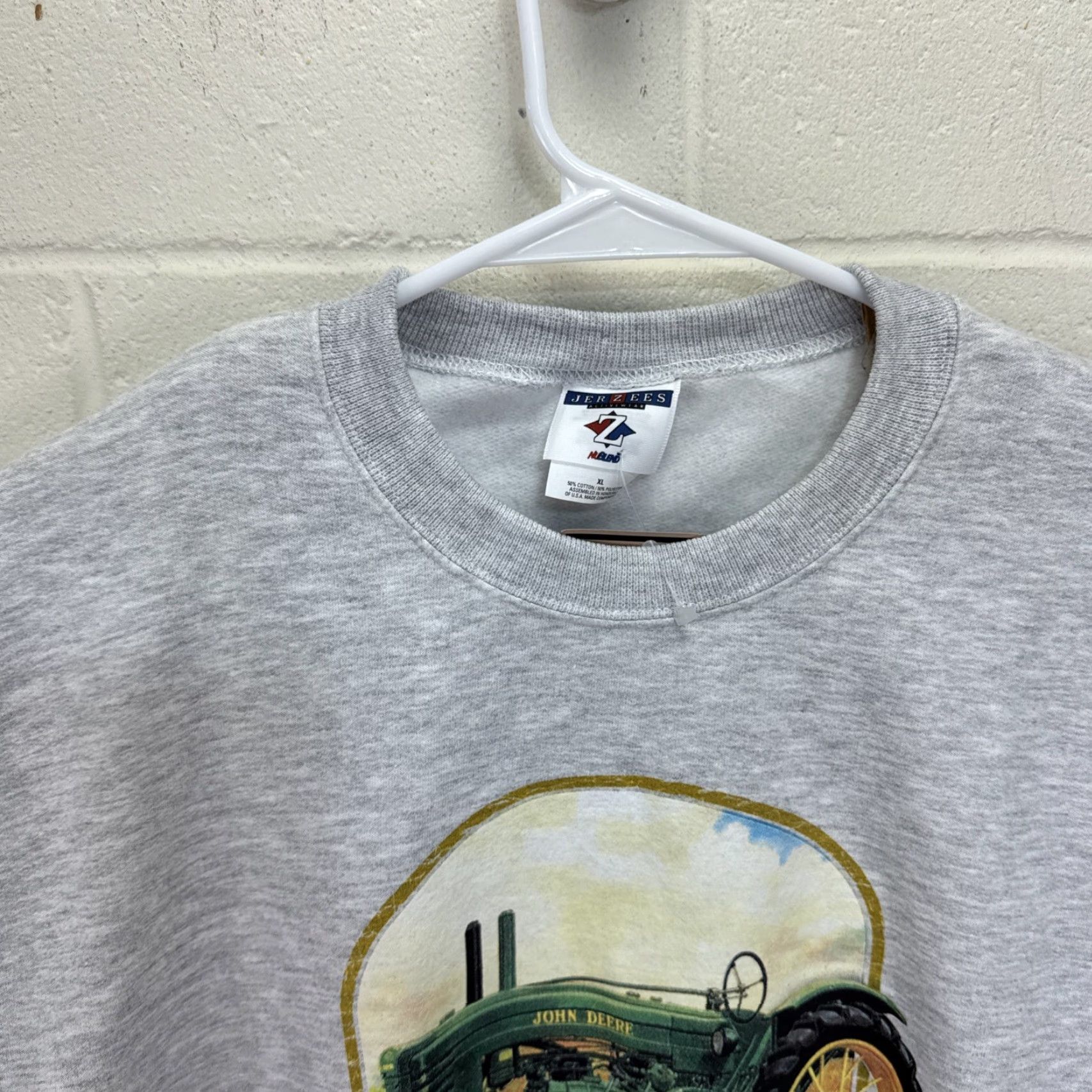 Jerzees VINTAGE John Deere Sweatshirt Mens XL Gray Graphic Print Tractor Crewneck Jerzees Size US XL / EU 56 / 4 - 6 Thumbnail
