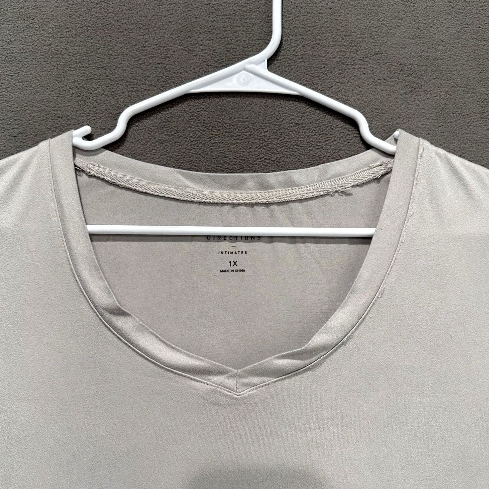 Vintage New Directions Intimates Shirt Womens 1X Plus Gray V-Neck Short Sleeve Size XL / US 12-14 / IT 48-50 - 3 Thumbnail