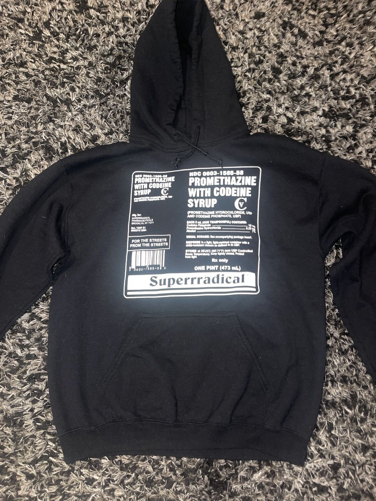 Superrradical Superrradical Codeine Syrup Label Hoodie | Grailed