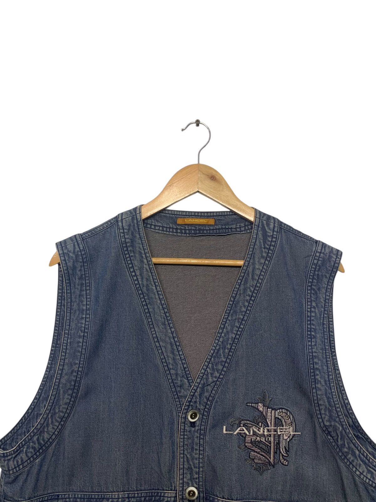 Lancel Vintage 90's Lancel Denim Vests Size US L / EU 52-54 / 3 - 4 Thumbnail