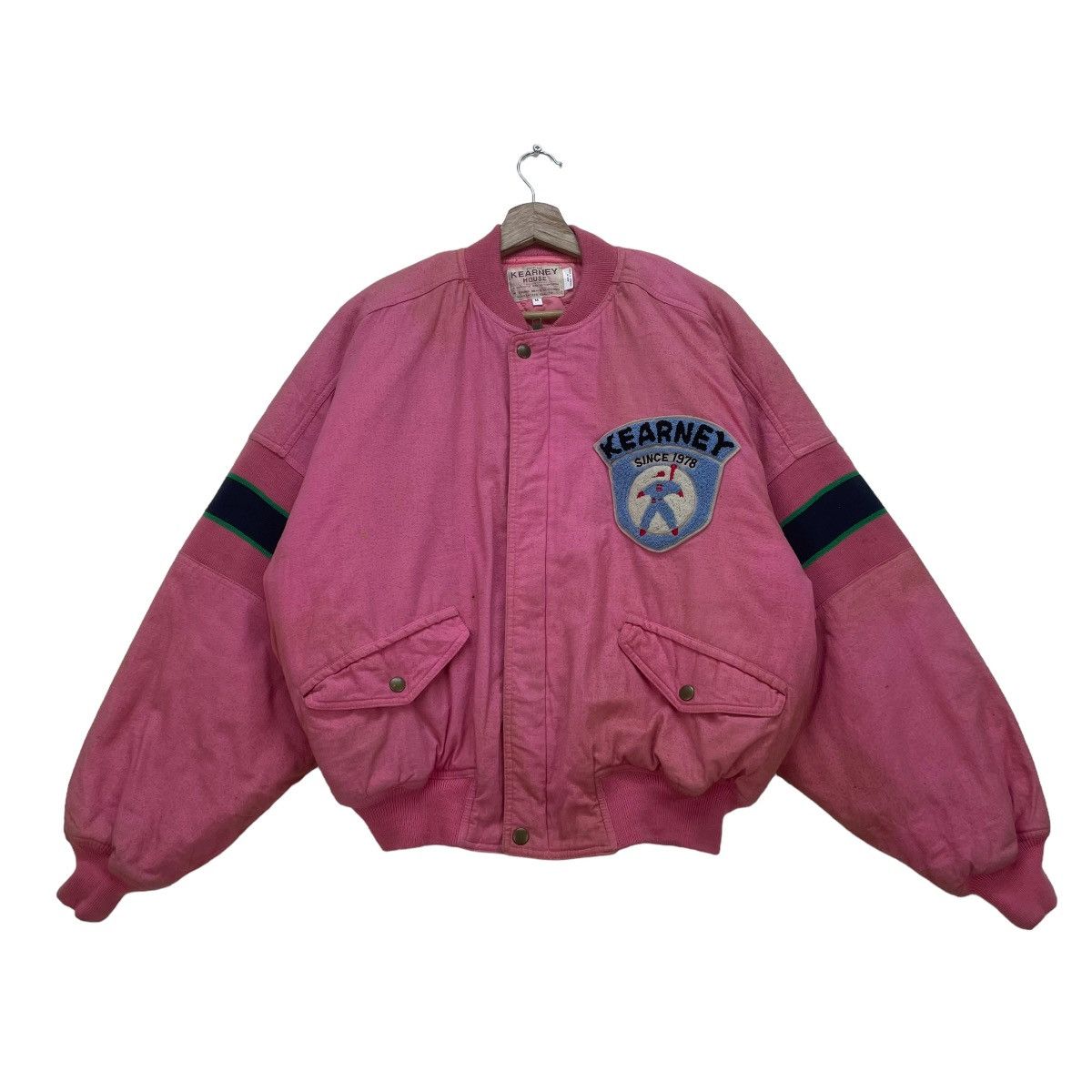 image of Varsity Jacket Varsity Bomber Kearney House Jacket in Pink, Men's (Size Medium)