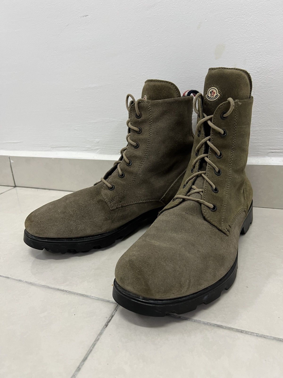 Moncler Moncler Combat Boots in Olive Green Suede Size US 9 / EU 42 - 2 Thumbnail