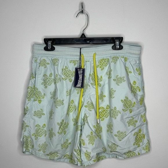 Vilebrequin Vilebrequin Moorea Flocked Turtle Swim Trunks Green Men’s XL Size US 36 / EU 52 - 1 Thumbnail