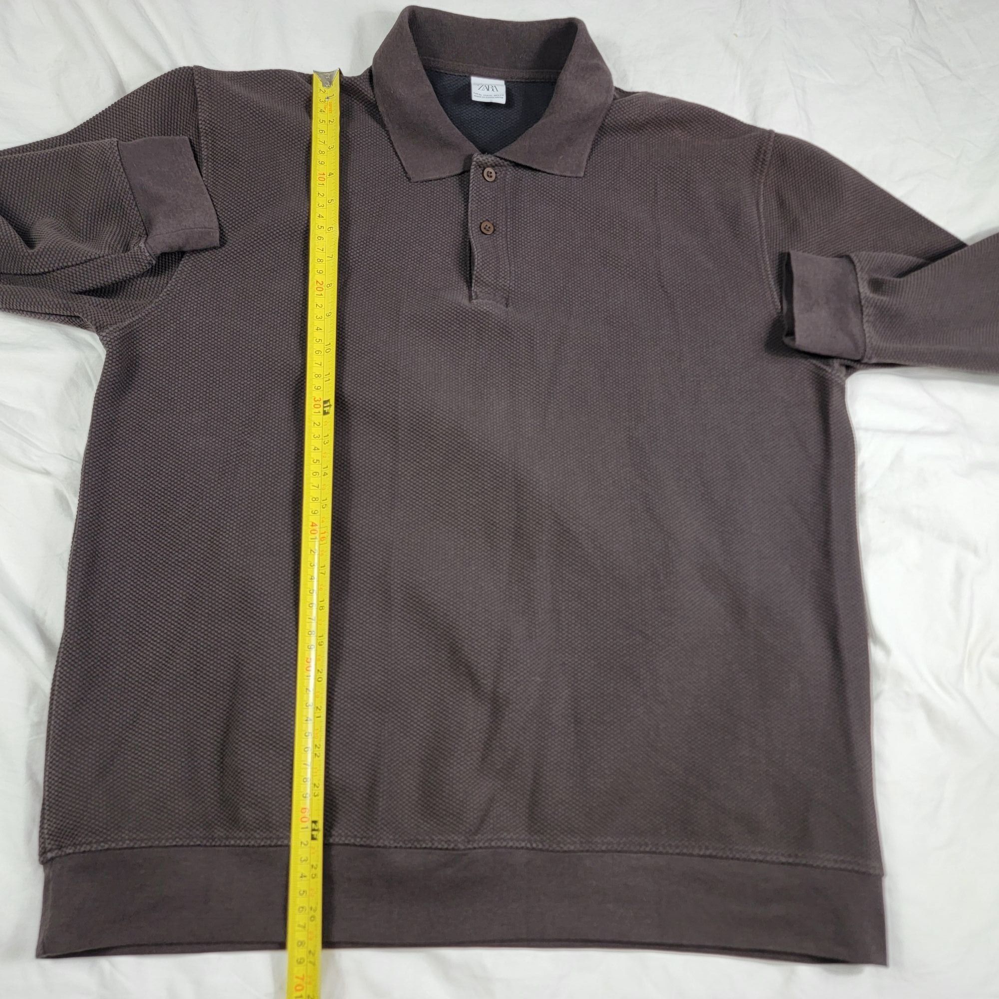 Zara Zara Mens XL Brown Long Sleeve Polo Shirt Casual Formal Part Size US XL / EU 56 / 4 - 6 Thumbnail