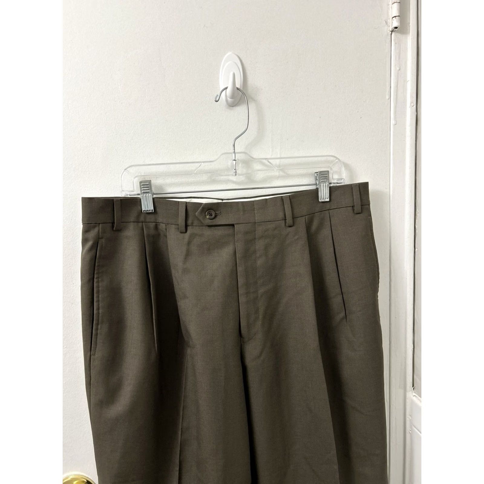 Ralph Lauren Ralph Lauren Total Comfort Pants Mens 36x27 Brown Dress Pants Pleated Cuffed Wool Classic Front Slashed Pockets Zipper Button Wool 100% Size US 36 / EU 52 - 2 Thumbnail