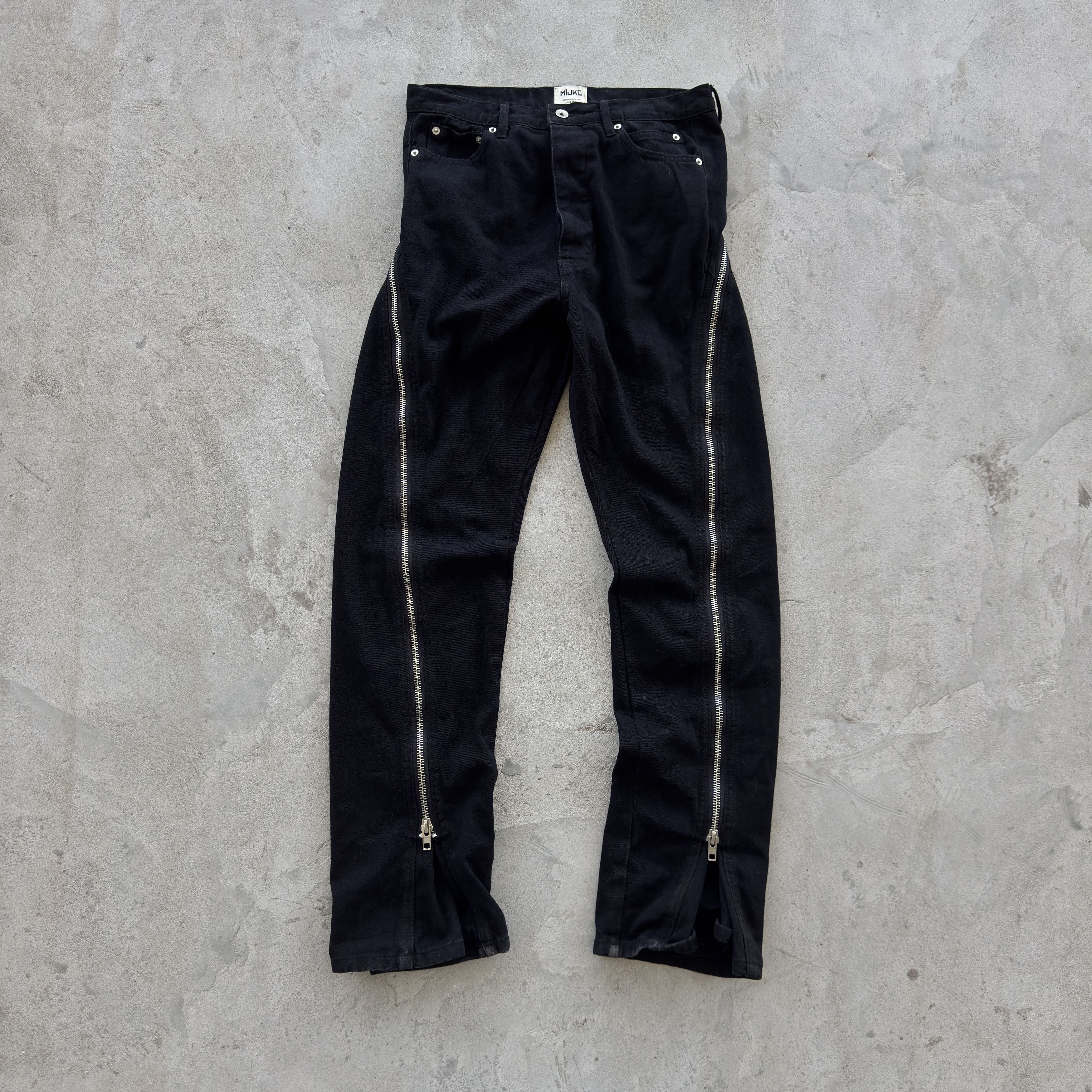 Vintage Miuko Creative Collection Black Side Zip Flare Denim Jeans Size US 33 - 1 Thumbnail