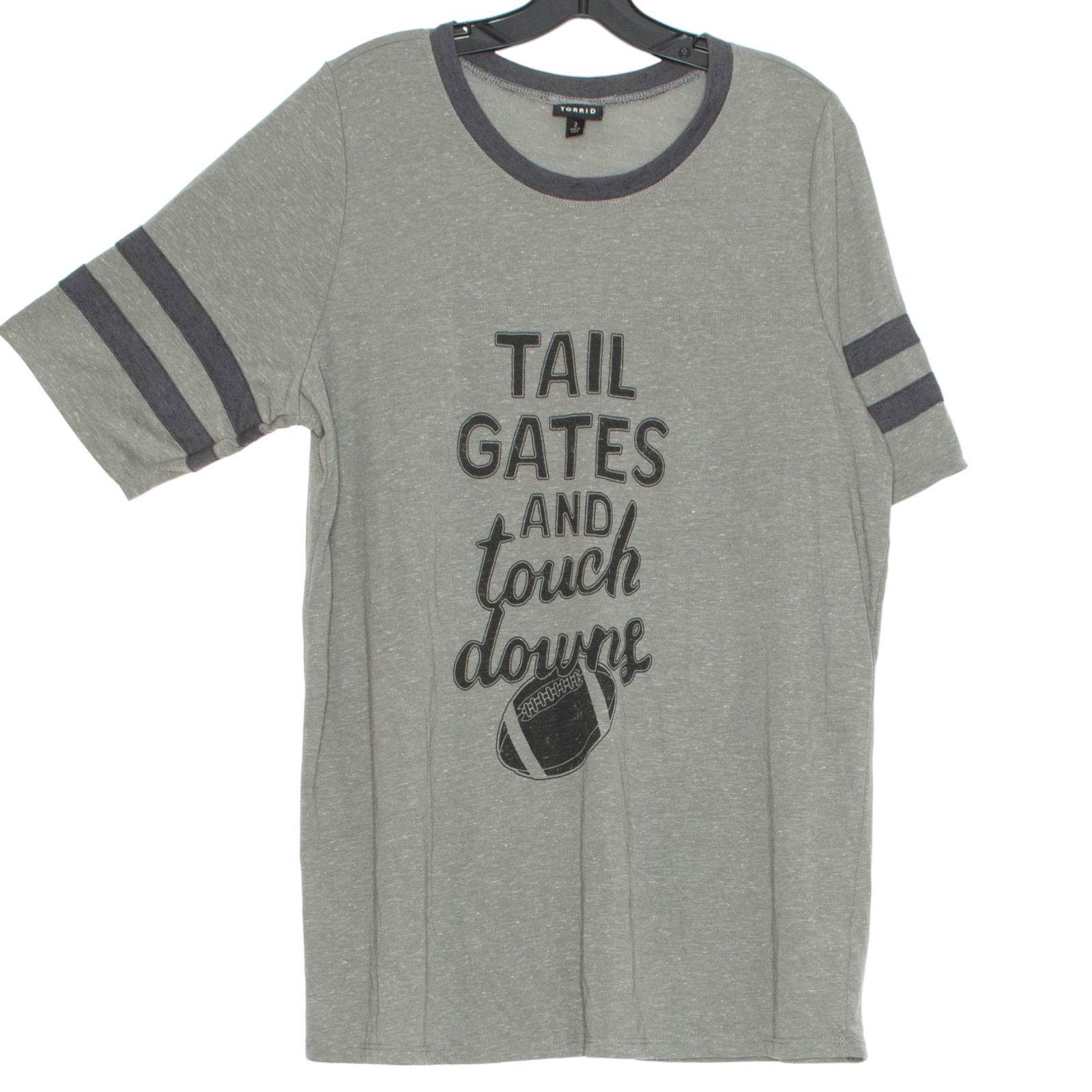 Torrid Torrid Top Tail Gates And Touchdowns Football Tee Gray 2 2X Size XXL / US 16-18 / IT 52-54 - 2 Thumbnail