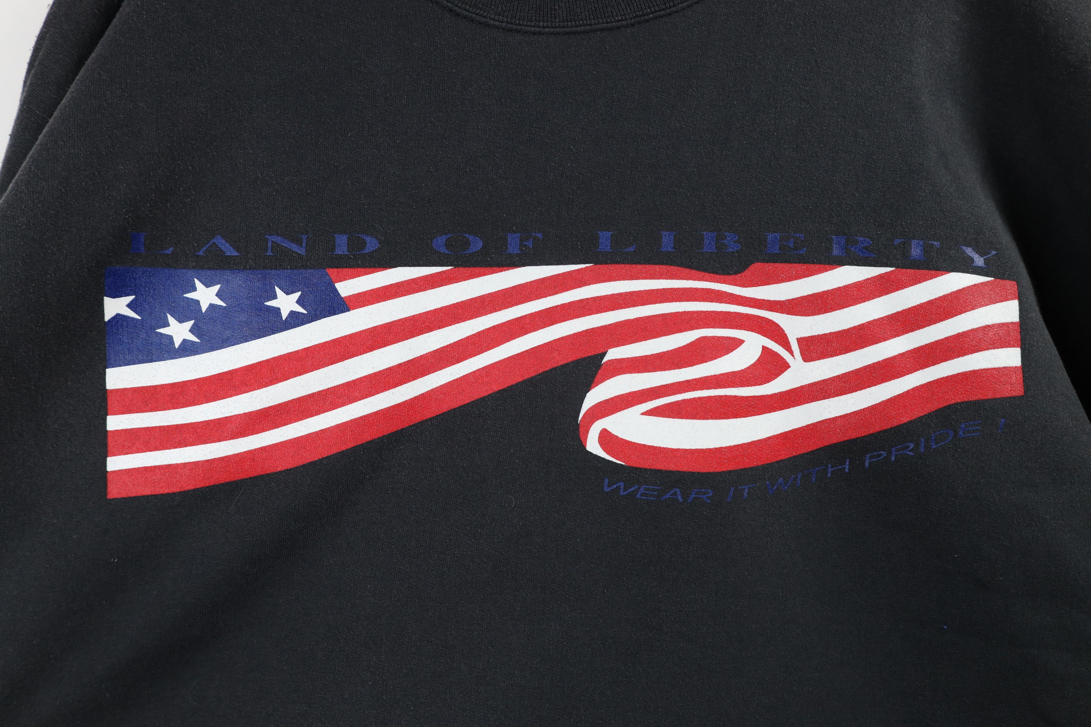 Vintage Vintage 90s Spell Land of Liberty USA Flag Sweatshirt Black Size US XXL / EU 58 / 5 - 4 Thumbnail