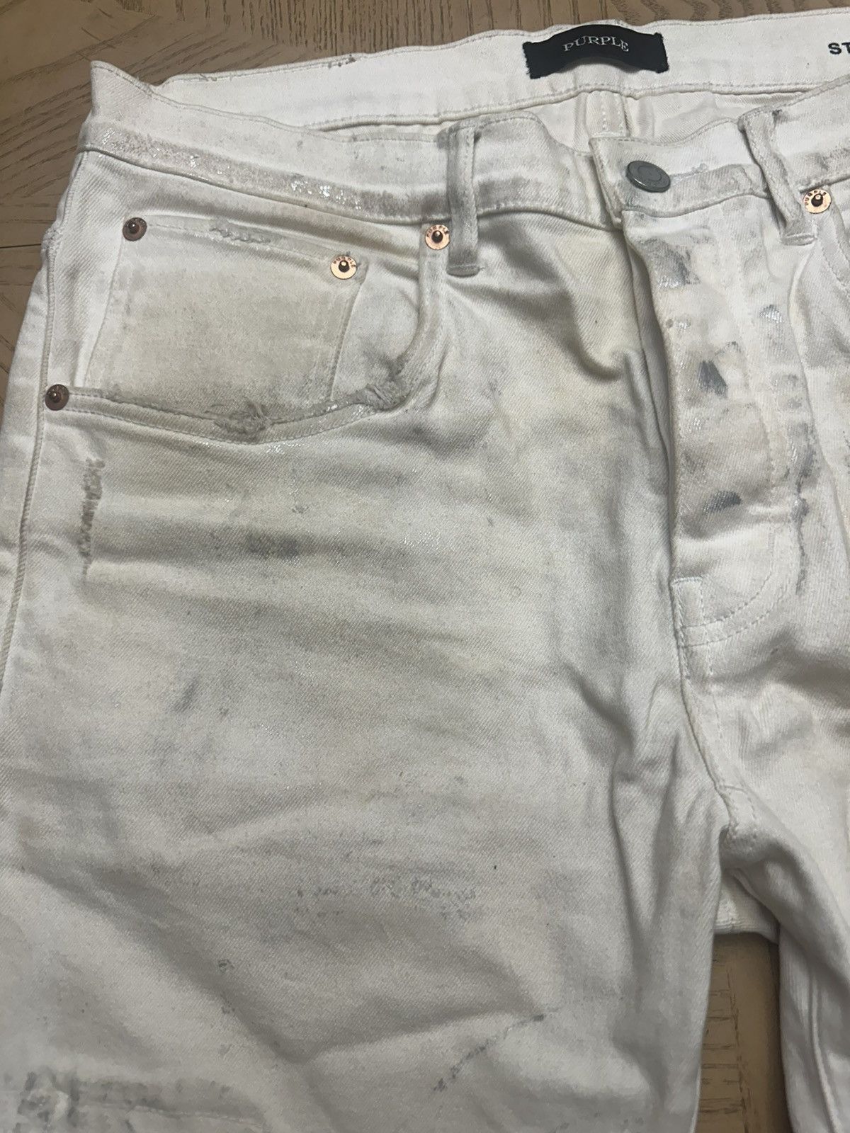 Purple Brand PURPLE BRAND P002 WHITE DIRTY RESIN BLOWOUT Size US 34 / EU 50 - 4 Thumbnail