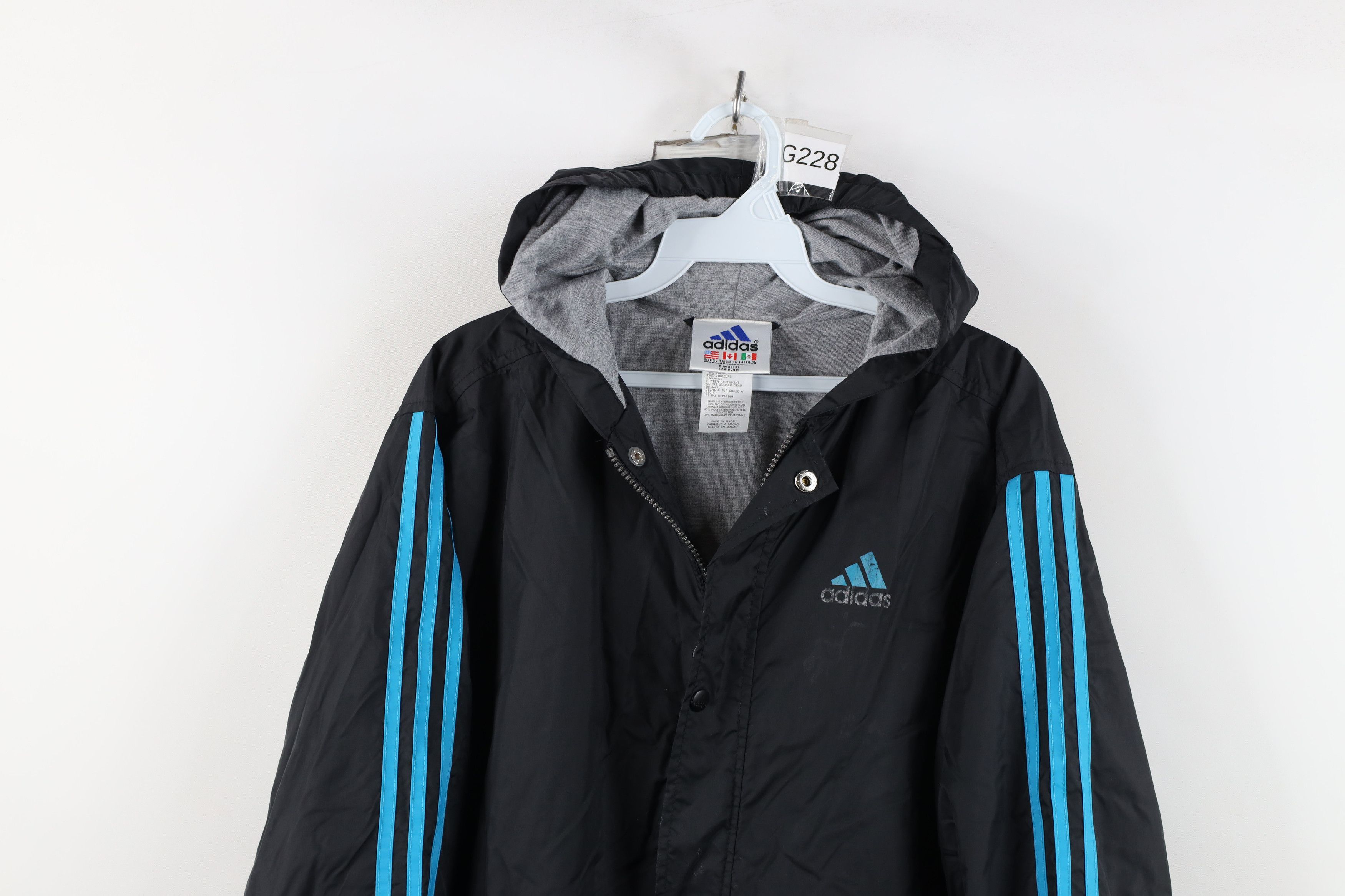 Vintage 90s Adidas Spell Out Lined Hooded Windbreaker Jacket
