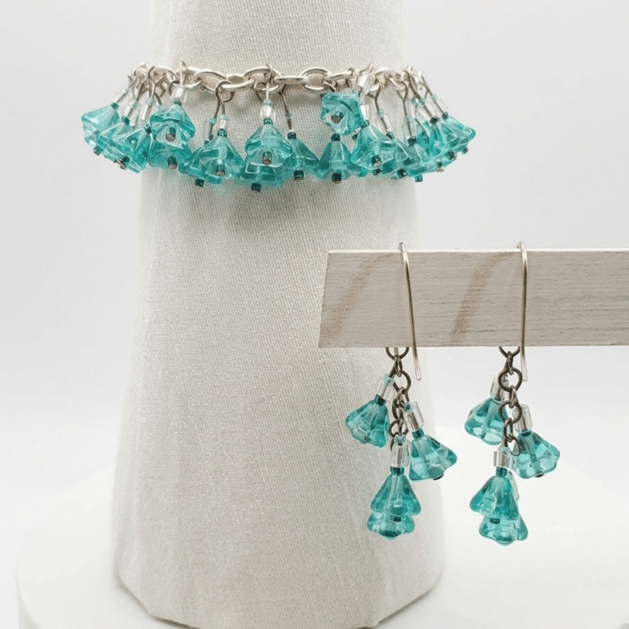 Handmade Bracelet Set 7.25" Charm Earrings Handmade Turquoise Czech Size ONE SIZE - 2 Thumbnail