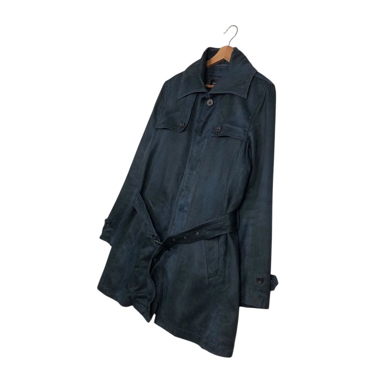 Japanese Brand Tornado Mart Archive Black Denim Trench Coat w/ Belt Size US L / EU 52-54 / 3 - 3 Thumbnail