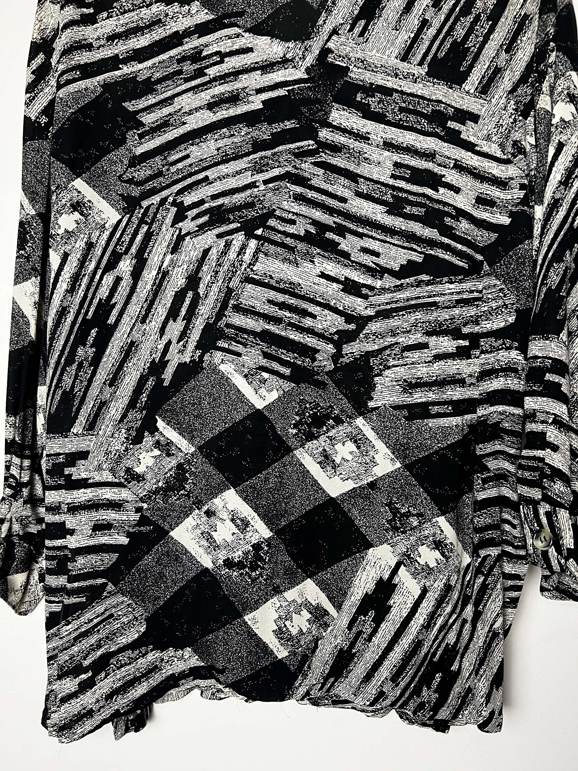 Jones New York Vintage 1990's Jones New York Geometric Button Up Blouse Size M / US 6-8 / IT 42-44 - 10 Thumbnail