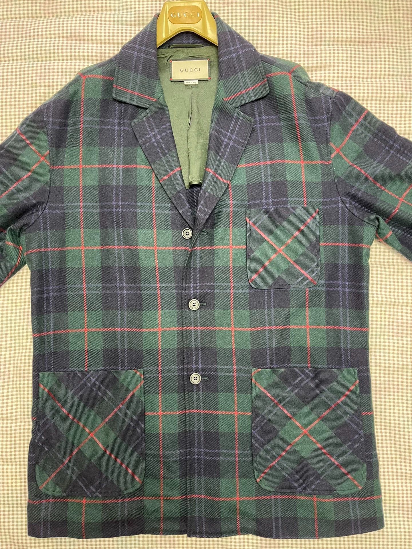 Gucci Gucci Green Check Cashmere Coat 52 Men's Regular Size US L / EU 52-54 / 3 - 1 Thumbnail