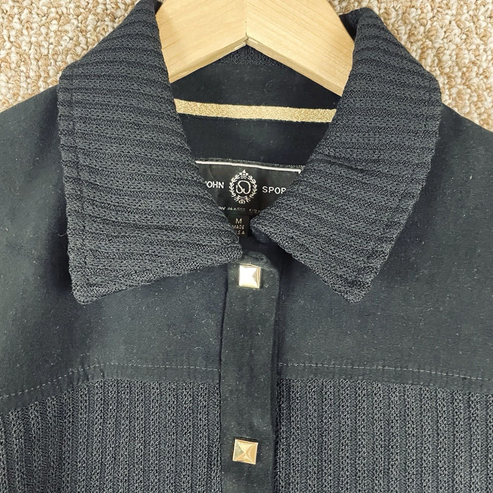 Vintage St John Jacket Medium Ribbed Sanatana Knit Black Wool Short Sleeve? (Note: The original title does not specify short sleeves; keep as Jacket) Size M / US 6-8 / IT 42-44 - 4 Thumbnail