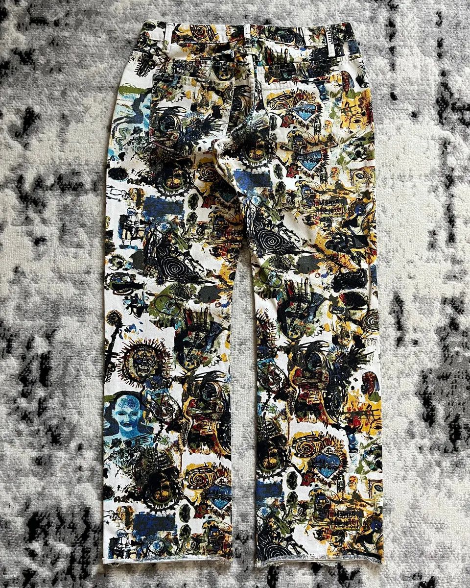 Jean Paul Gaultier × Vintage SS2000 Jean Paul Gaultier x Basquiat Artwork Pants Size US 39 - 6 Thumbnail