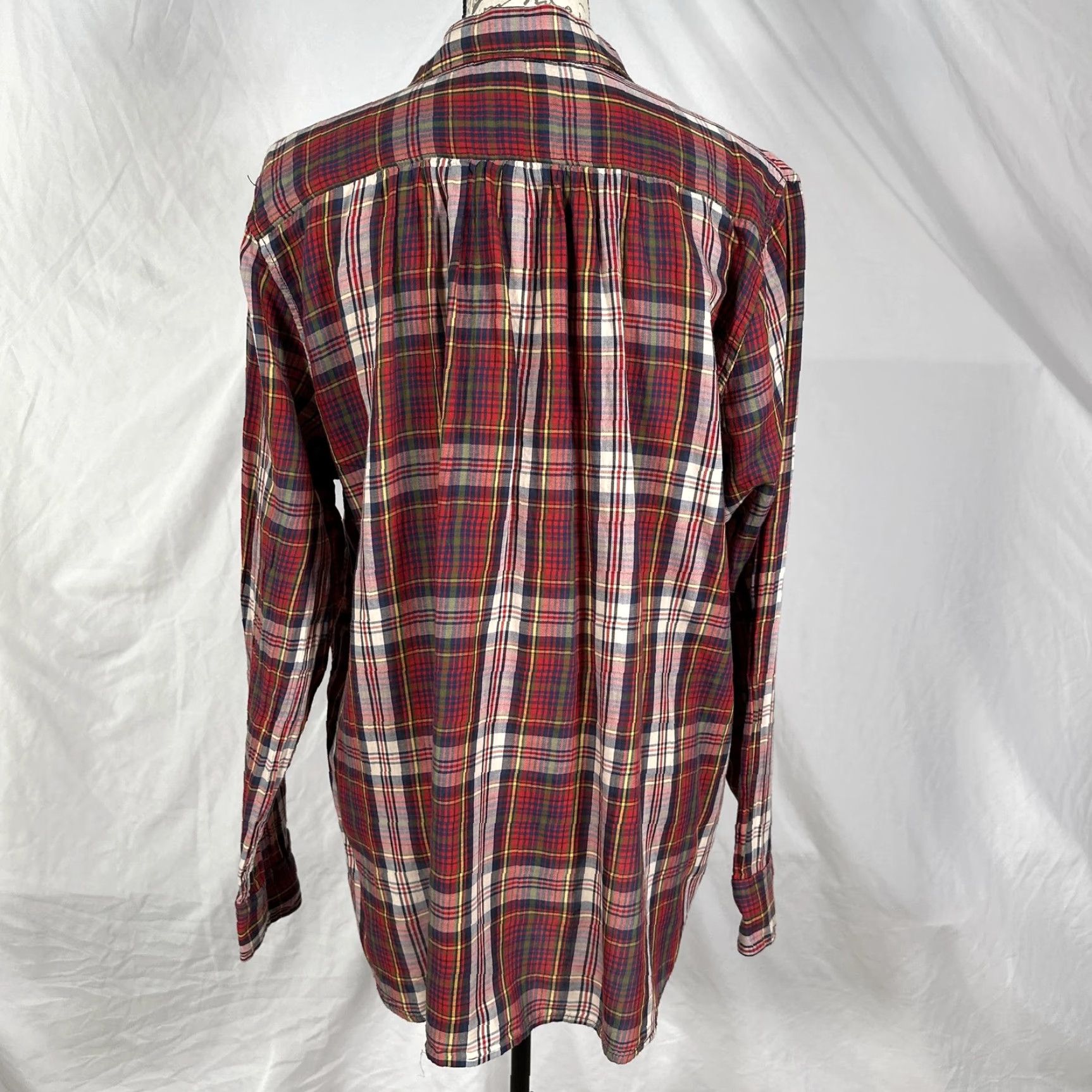 Ralph Lauren Ralph Lauren Button-Up Shirt Women XL Red Navy Plaid Cotton Long Sleeve Lightweight Western Size XL / US 12-14 / IT 48-50 - 4 Thumbnail