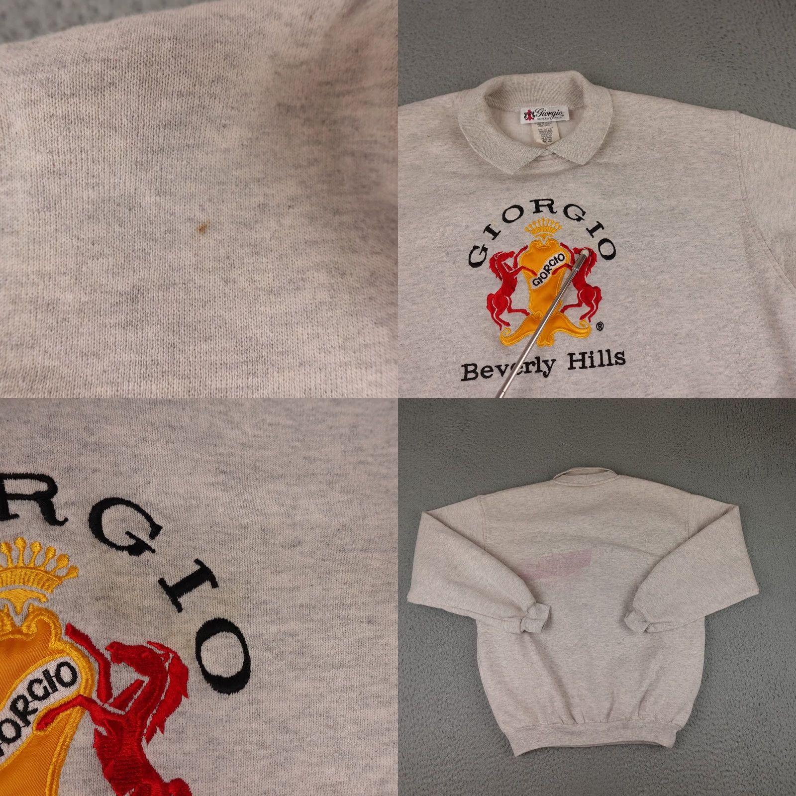 Vintage VINTAGE Giorgio Beverly Hills Sweatshirt Womens L Gray Horse Crest Collared Pullover Size L / US 10 / IT 46 - 8 Thumbnail