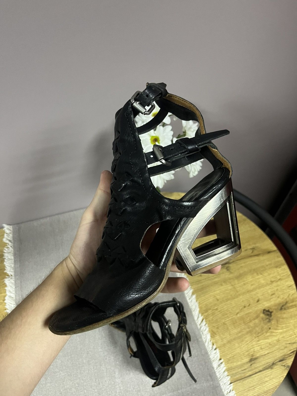 A.S.98 RARE Leather A.S 98 Avant Garde Bikkembergs Style Metal Heel Size US 7 / IT 37 - 8 Thumbnail