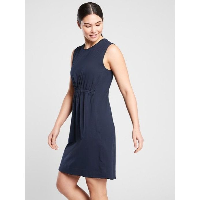 Athleta Athleta Navy Blue Sleeveless Elastic Waist Casual Dress XS D Size XS / US 0-2 / IT 36-38 - 6 Thumbnail