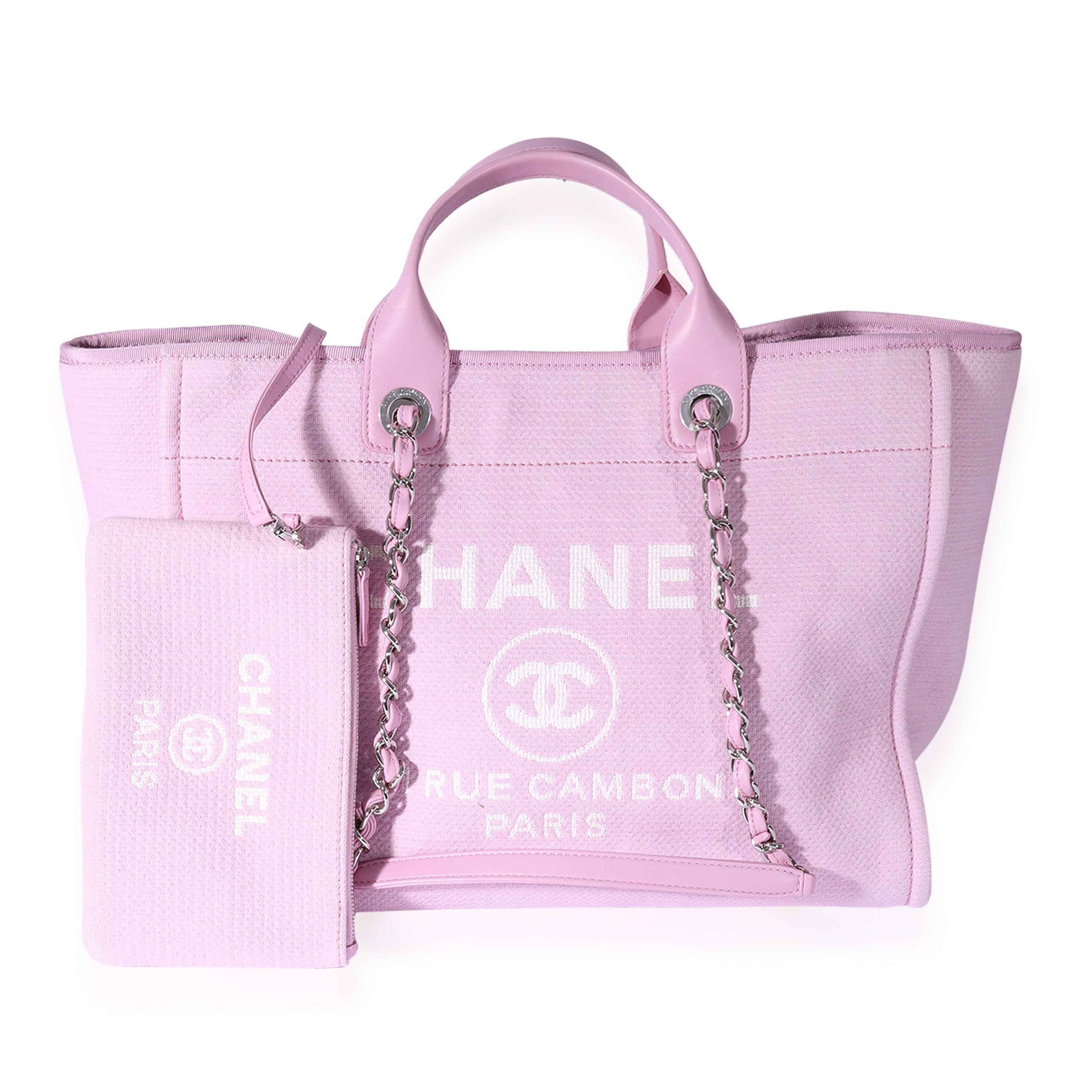 image of Chanel Pink Canvas Large Deauville Tote, Women's
