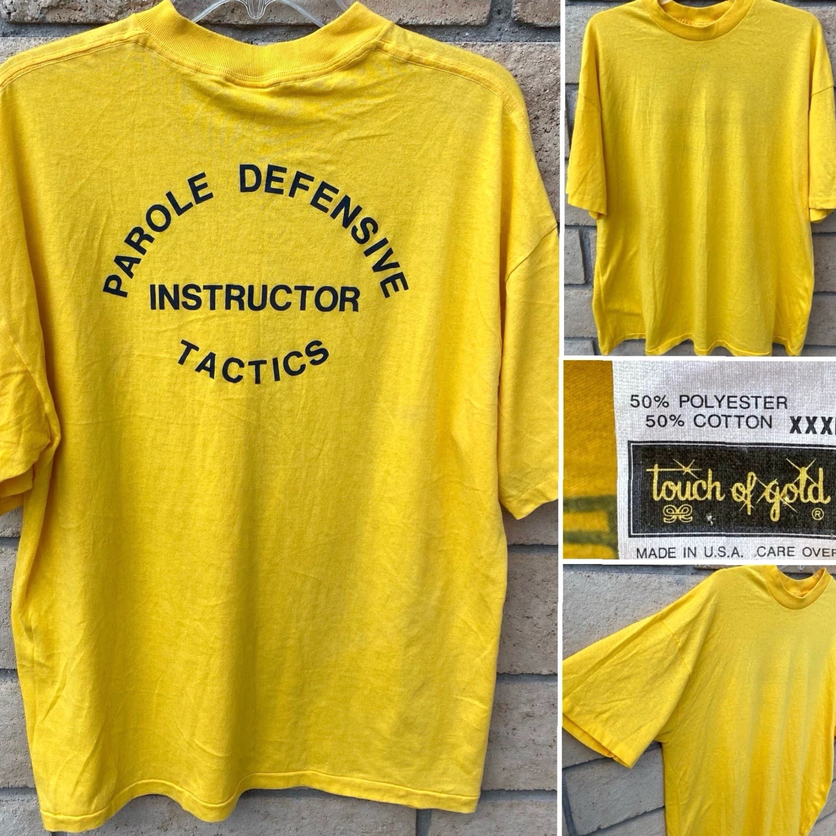 Vintage VINTAGE Parole Defensive Tactics Instructor T Shirt Short Sleeve Size XXXL 3XL Yellow Touch Of Gold Mens Shirt 1980s Graphic Print Size US XXL / EU 58 / 5 - 7 Thumbnail