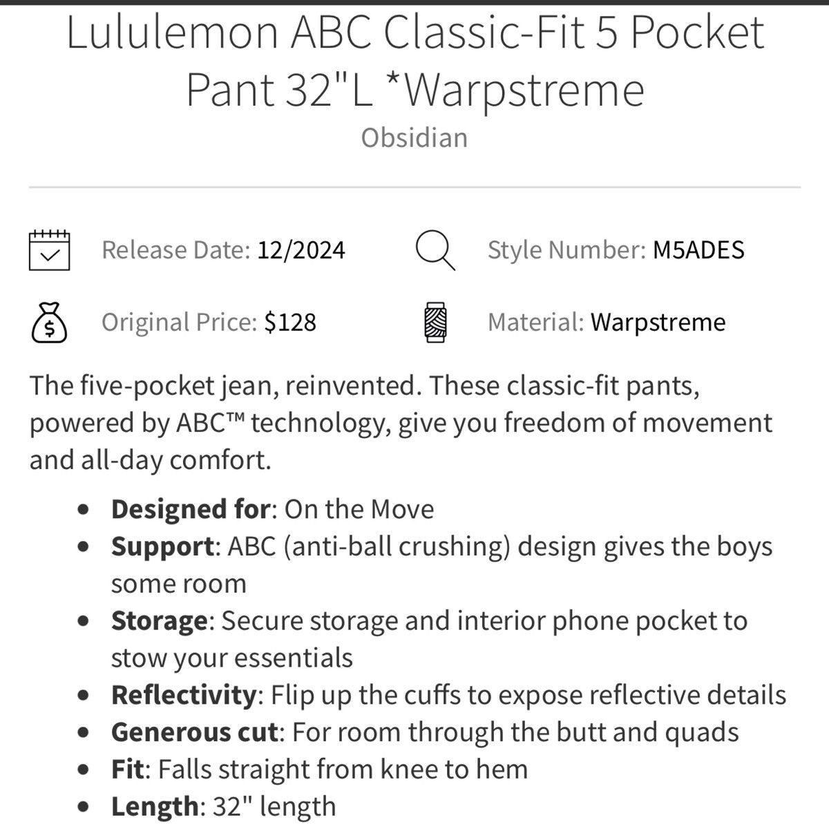 Lululemon Lululemon ABC Classic-Fit 5 Pocket Pant Size US 36 / EU 52 - 8 Thumbnail