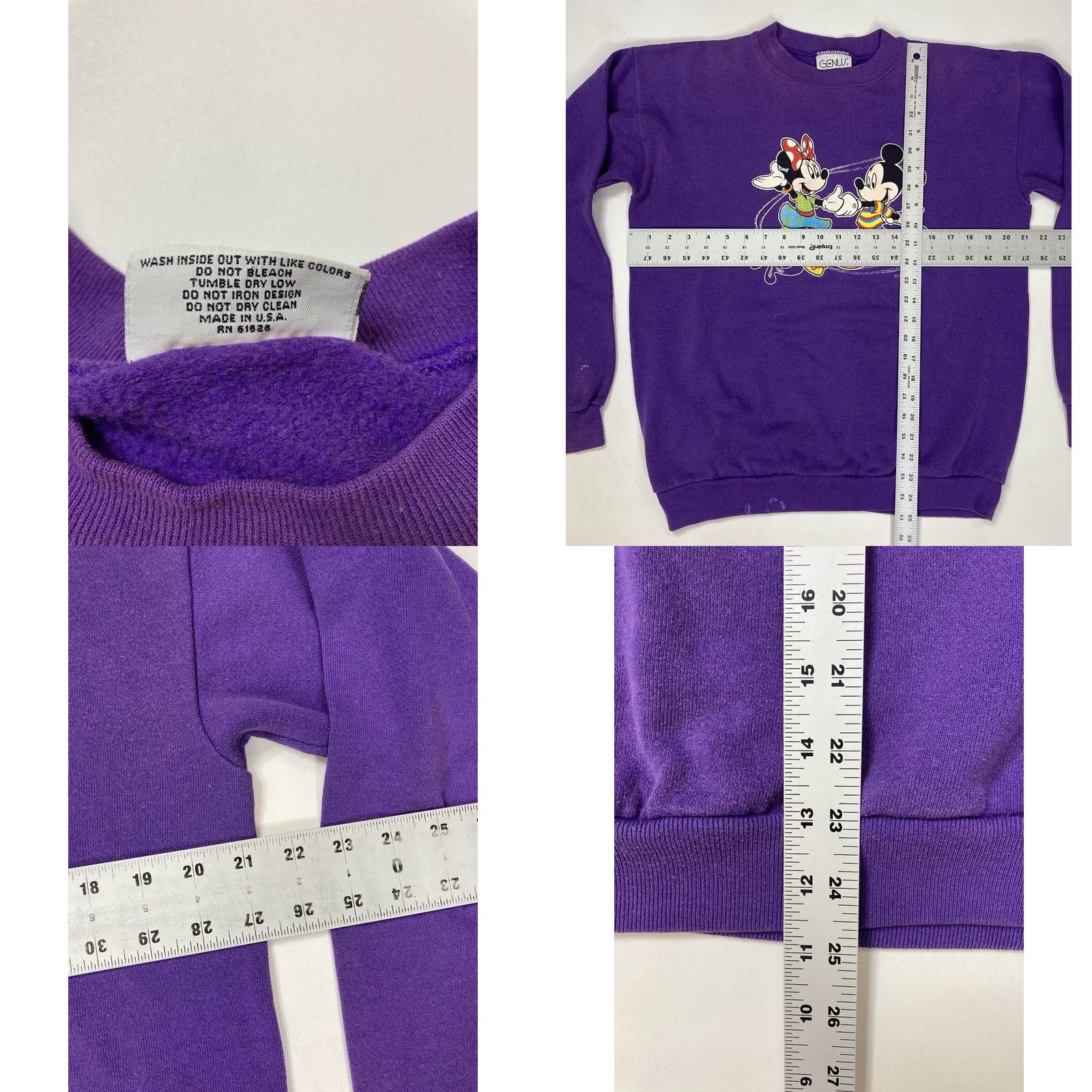 Disney VINTAGE Disney Mickey Mouse Minnie Crewneck Sweatshirt Men Small Purple USA 90s Size US S / EU 44-46 / 1 - 9 Thumbnail