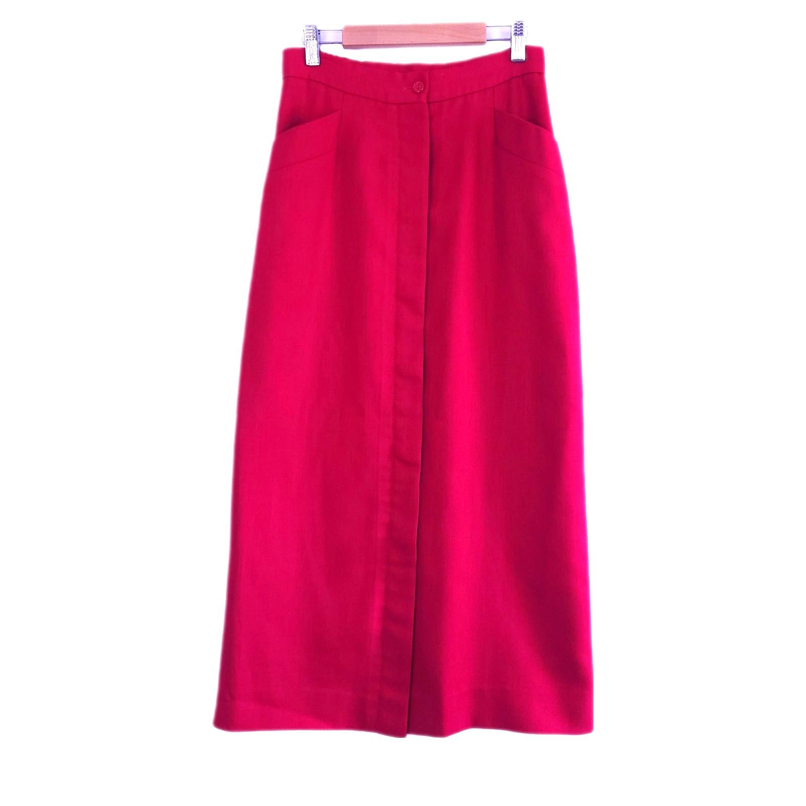 Other Vintage Midi Red Skirt Button Front S Size 26" / US 2 / IT 38 - 1 Thumbnail