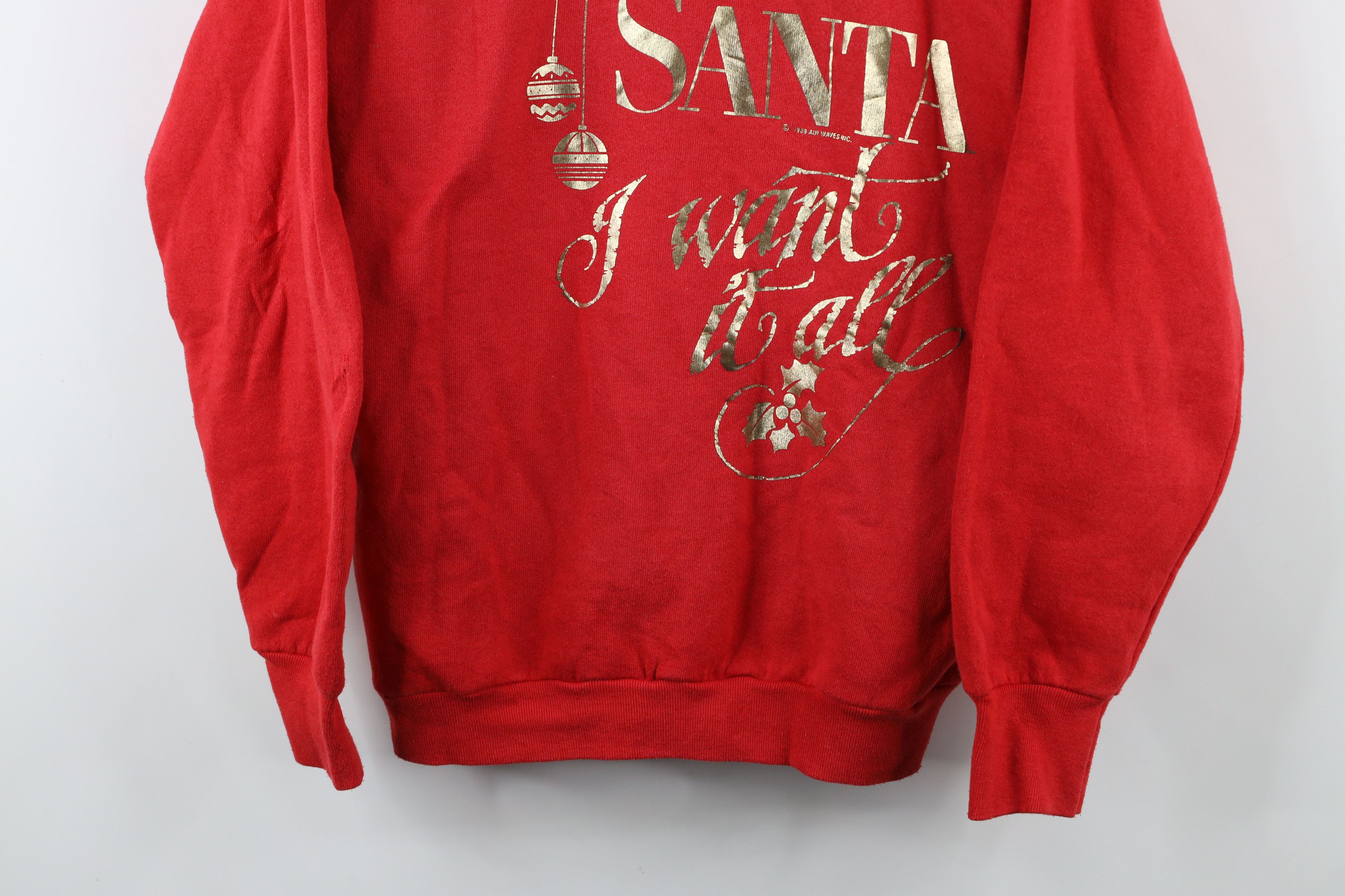 Vintage Vintage 90s Dear Santa I Want It All Sweatshirt Red USA Size L / US 10 / IT 46 - 3 Thumbnail