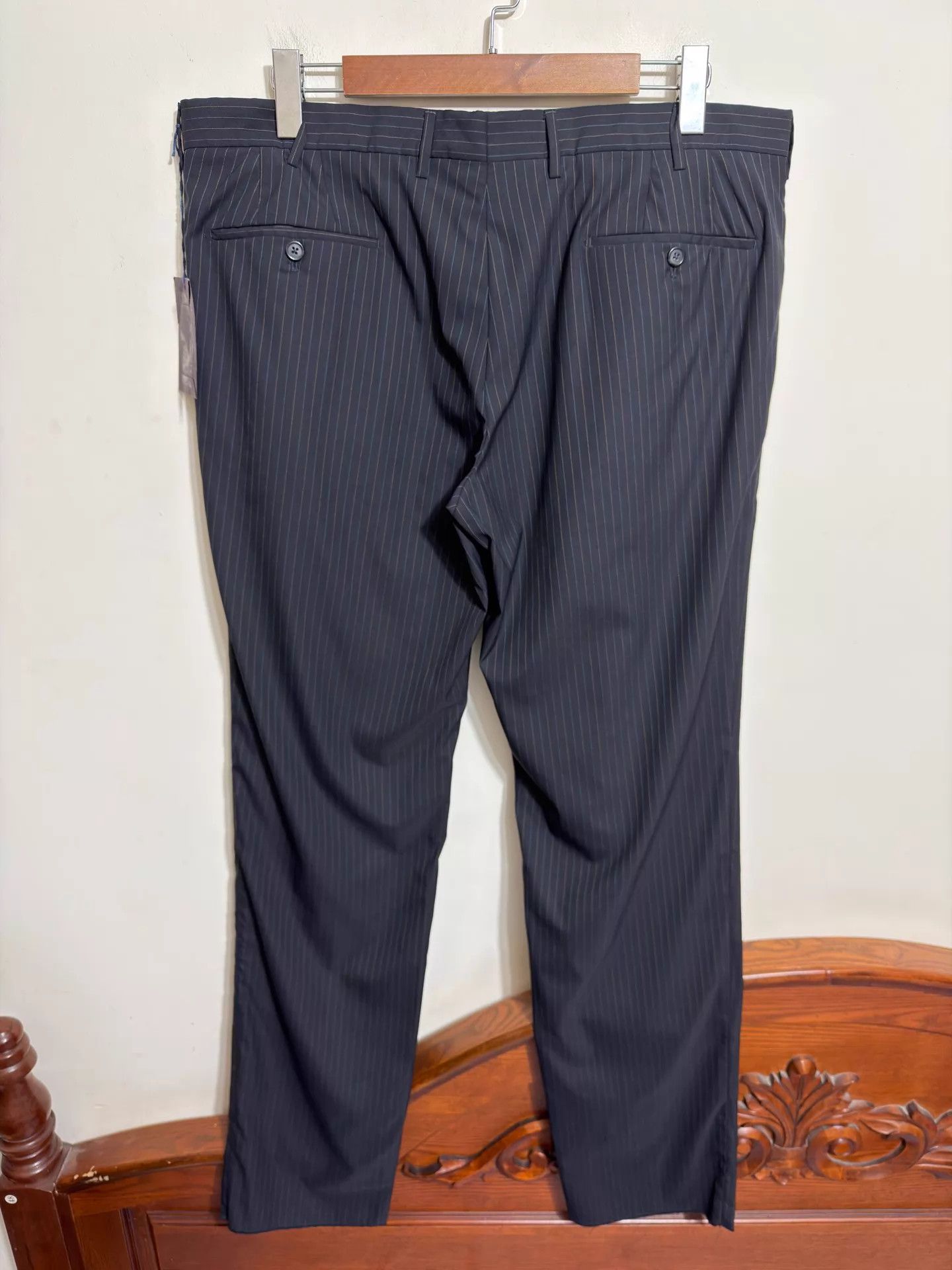 Prada Prada Two-Tone Stripe Virgin Wool Straight Trousers 54/56 Size US 38 / EU 54 - 2 Thumbnail