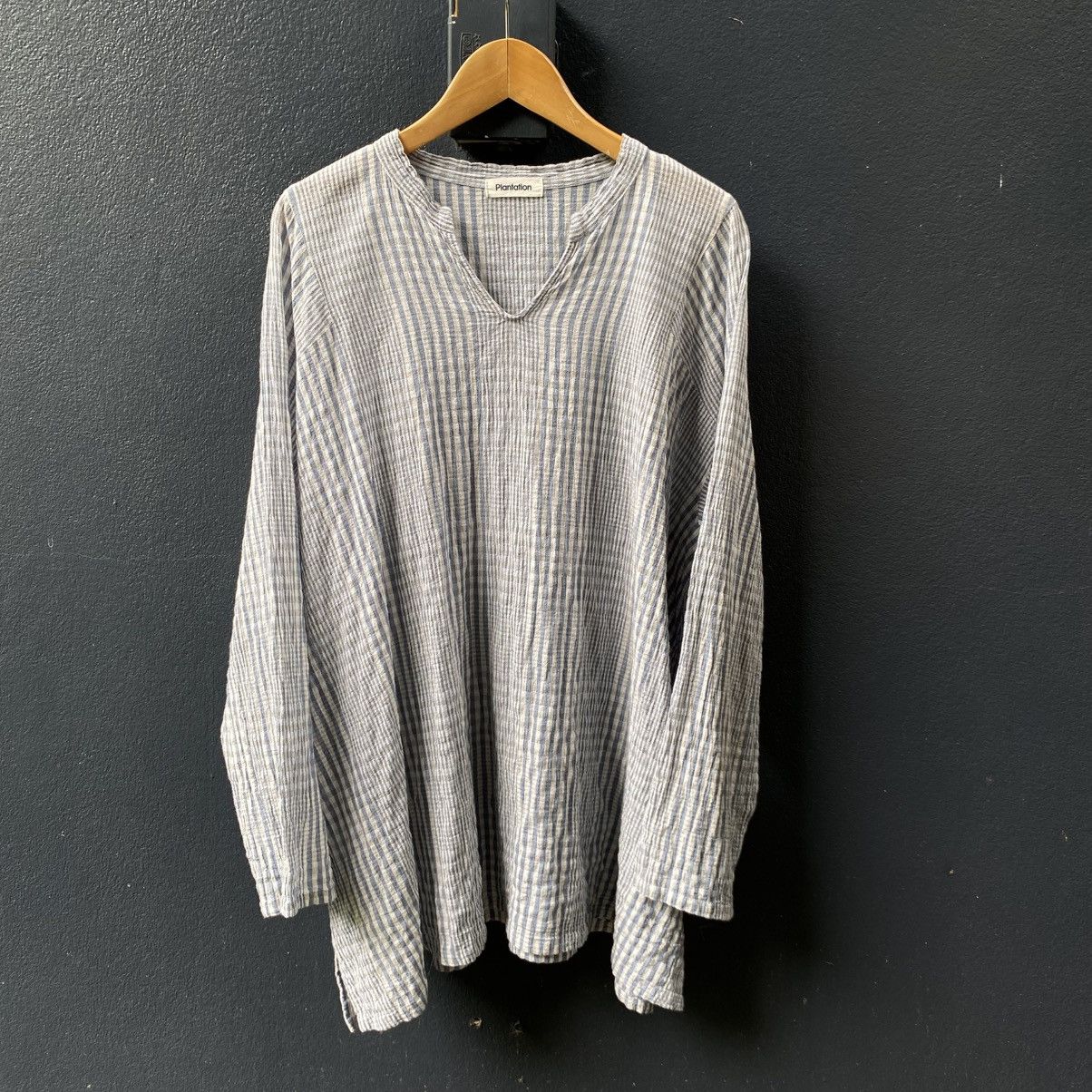 Issey Miyake Plantation Blue Striped Cotton Tunic Top Size M / US 6-8 / IT 42-44 - 4 Thumbnail