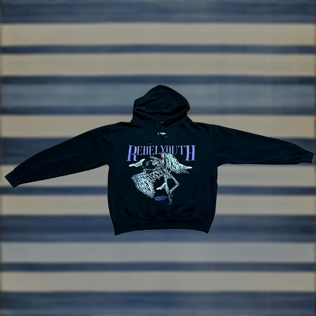 Vintage Civil Regime Hoodie Women M Black Rebel Graphic Spellout Sweater Hooded Pockets All Seasons Logo Size M / US 6-8 / IT 42-44 - 1 Thumbnail